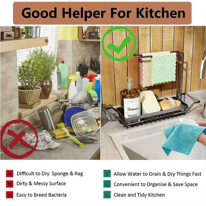 GrandHeim sink caddy kitchen organizer holding sponges soap and cloths for tidy countertop